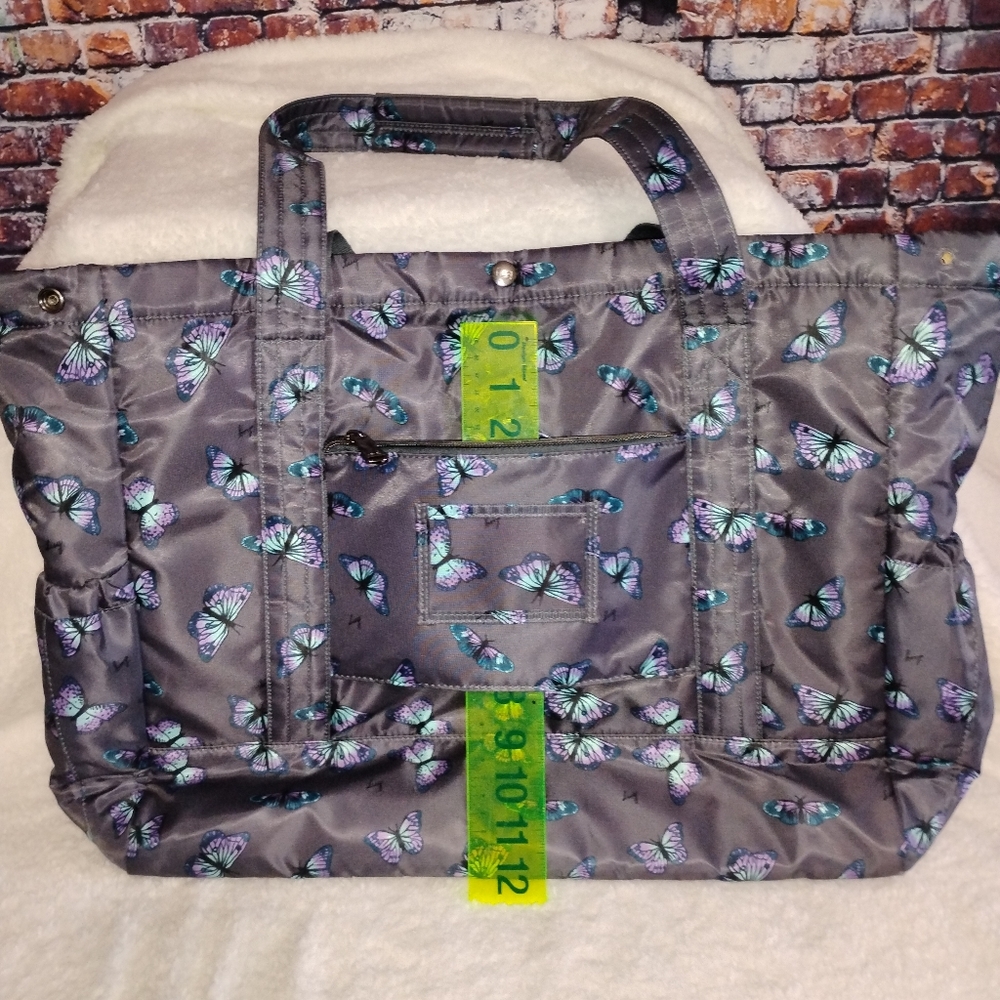 Lug Yacht Carry-All Tote Bag Travel  Butterfly Grey OBO - Picture 6 of 13